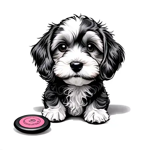 cockapoo frisbee tattoo design idea