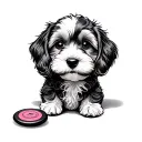 cockapoo frisbee tattoo design idea