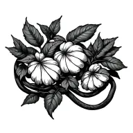 banisteriopsis capi vine with chacruna leaves intertwined tattoo design idea
