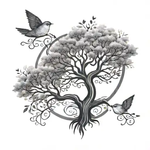 matching tree of life tattoo for 4. Mom, Dad and 2 sons  tattoo design idea