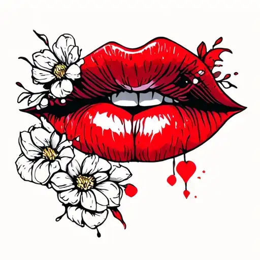red kiss mark tattoo design idea