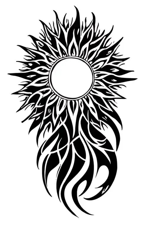 hollow sun shining tattoo design idea