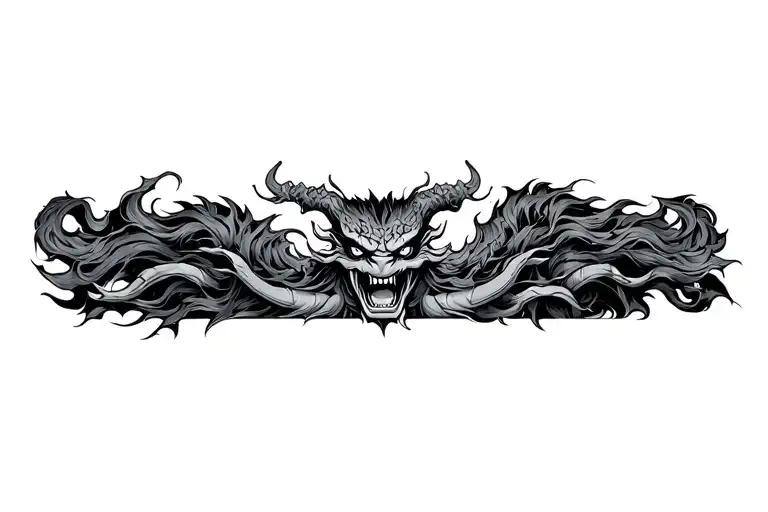 Japanese Band oni demon tattoo design idea