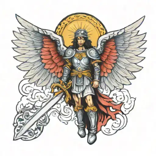 st michael archangel sword tattoo design idea