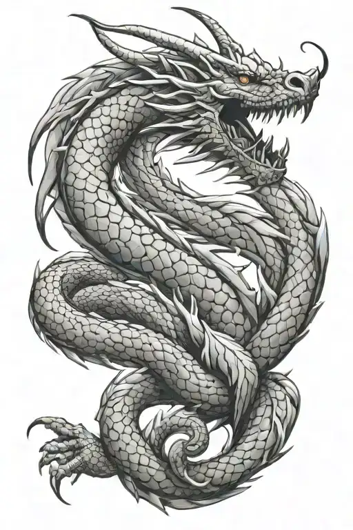 dragon coiled tattoo design idea