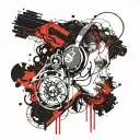 travel in thoughts while listening to music tattoo design idea