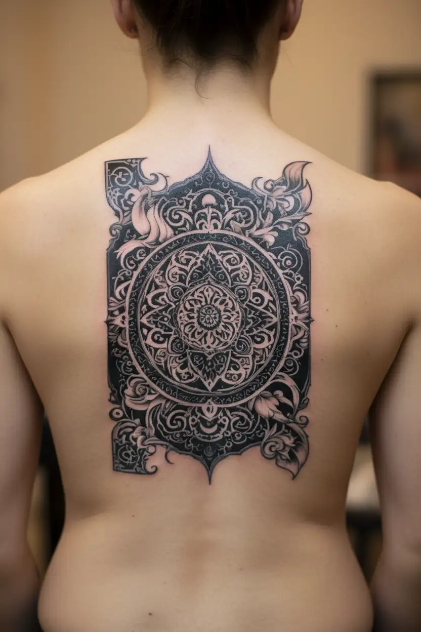 mandala withsymbols from Hecate, Nyx, and Persephone  tattoo design idea