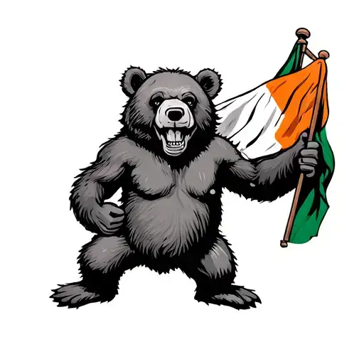 grateful dead dancing bear holding an irish flag tattoo design idea