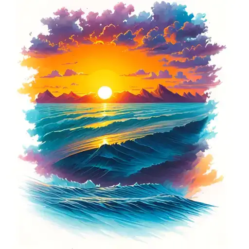 sunset sky tattoo design idea