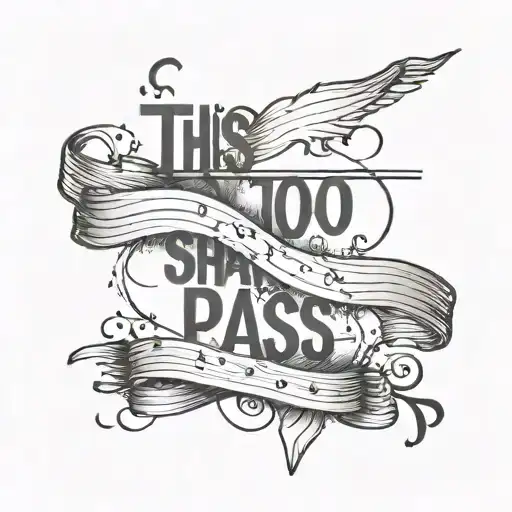 This too shall pass written, ECG line  tattoo design idea
