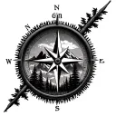 mountain  forest compass tattoo  tattoo design idea
