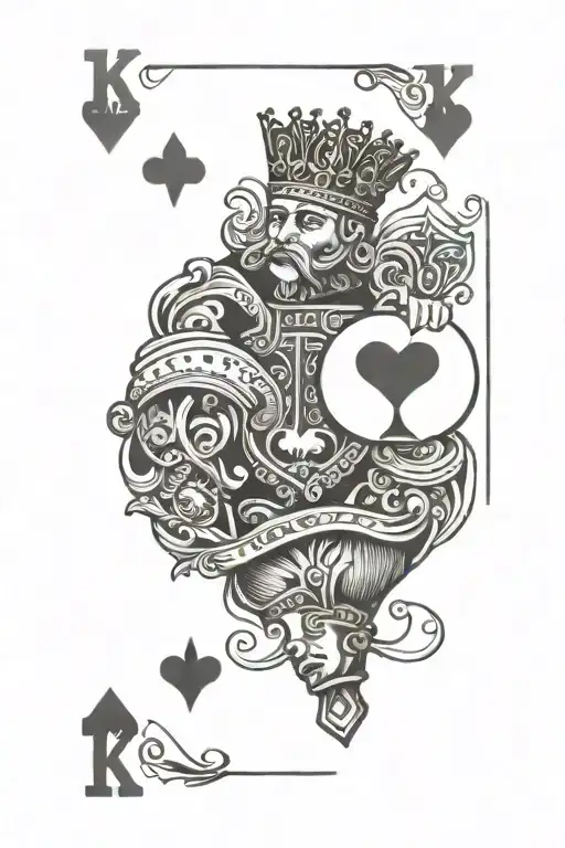 king of hearts card tattoo design idea