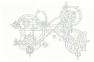 tattoo for placement on the collarbone and neck in the middle of the key located by the atom tattoo design idea