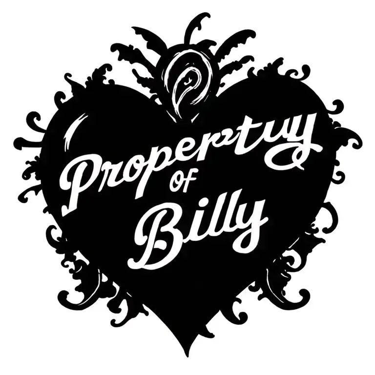 "Property of Billy" heart tattoo design idea
