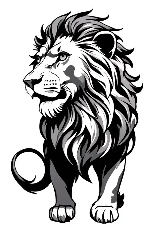 meander lion tattoo design idea