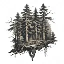 dark forest scene tattoo design idea