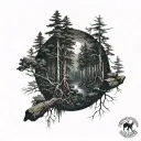 dark forest scene tattoo design idea