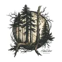 dark forest scene tattoo design idea