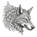 fenrir viking norse wolf head side profile tattoo design idea