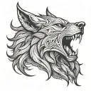 fenrir viking norse wolf head side profile tattoo design idea