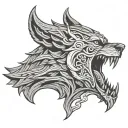 fenrir viking norse wolf head side profile tattoo design idea