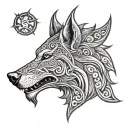 fenrir viking norse wolf head side profile tattoo design idea