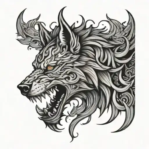 fenrir and jormungander norse mythology tattoo design idea