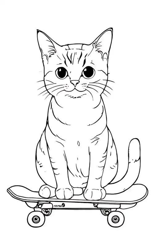 A cat in space on a skate board tattoo design idea