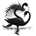 banshee dragging black swan across tattoo design idea