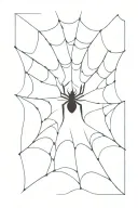 spider web at top with a spider hanging  tattoo design idea