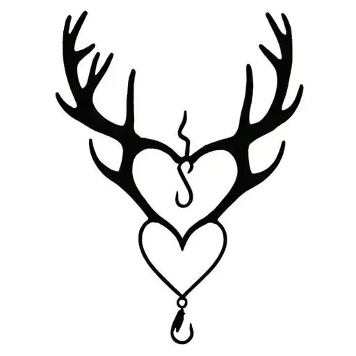 "Gone Bush Forever Free" deer antlers making a heart with a fish hook Add I love you baby girl ~dad tattoo design idea