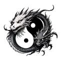 yin yang with two head dragon tattoo design idea