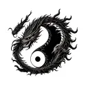 yin yang with two head dragon tattoo design idea