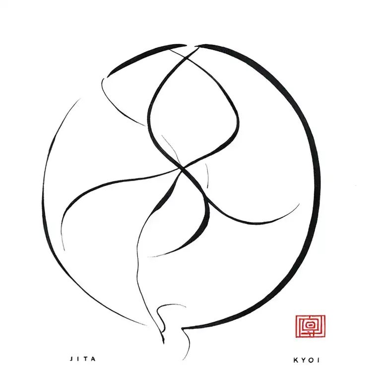 JITA KYOEI with one black belt intertwined tattoo design idea