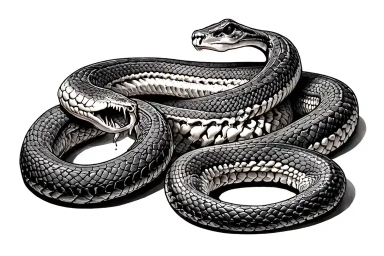 water moccasin snake skeleton tattoo design idea