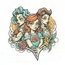2 daughters tattoo design idea