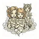 2 daughters tattoo design idea