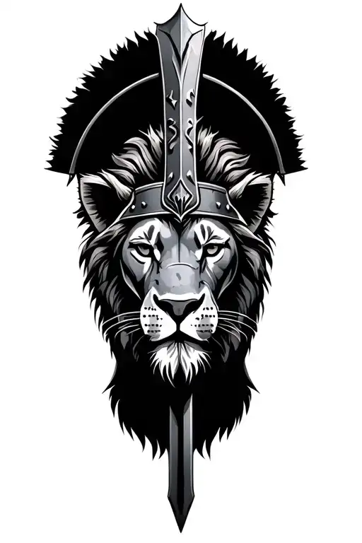 Roman gladiator lion tattoo design idea