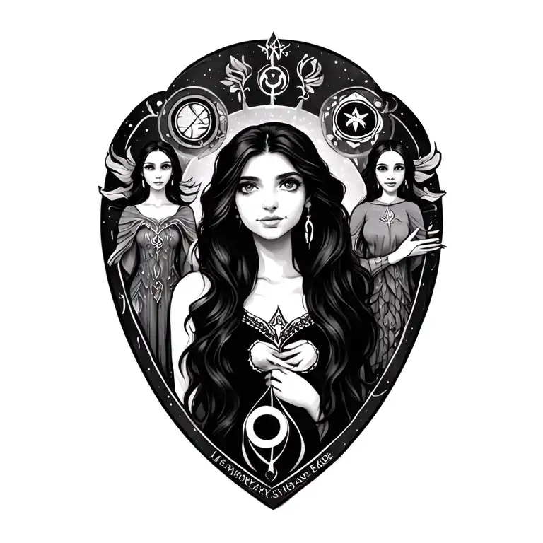 In memory of my daughter Kaylee and incorporating my daughters Cassandra and Ashley with protection symbols tattoo design idea