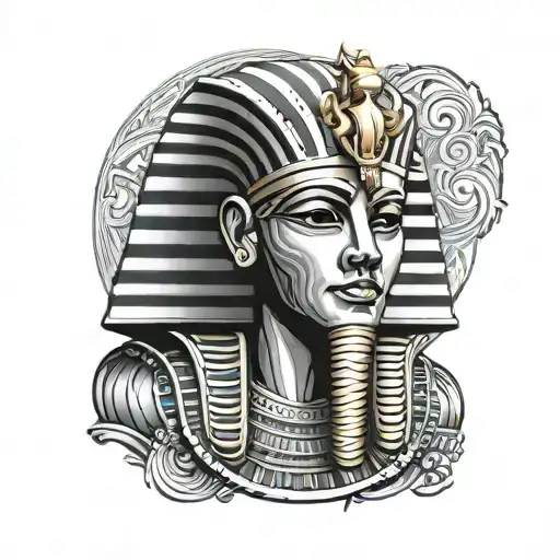 theater mask king tut tattoo design idea