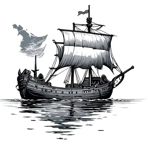 norwegian fjord viking ship tattoo design idea