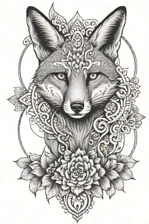 Fox inside Mandala tattoo design idea