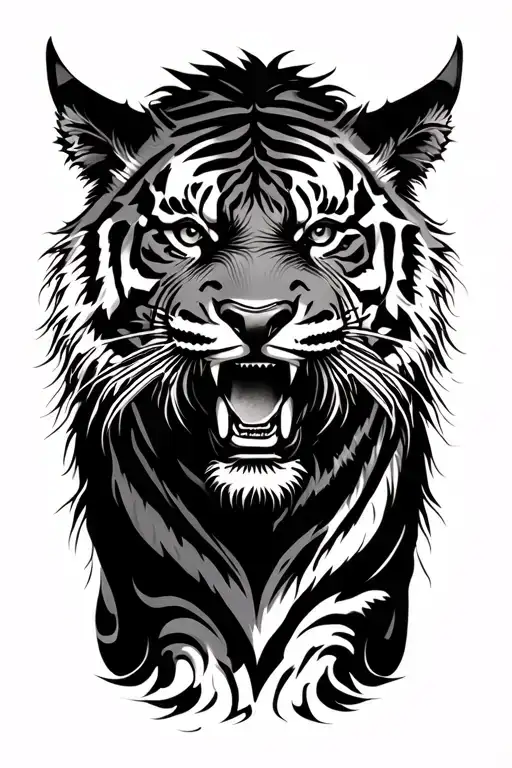 ox style tiger emerging stronger tattoo design idea