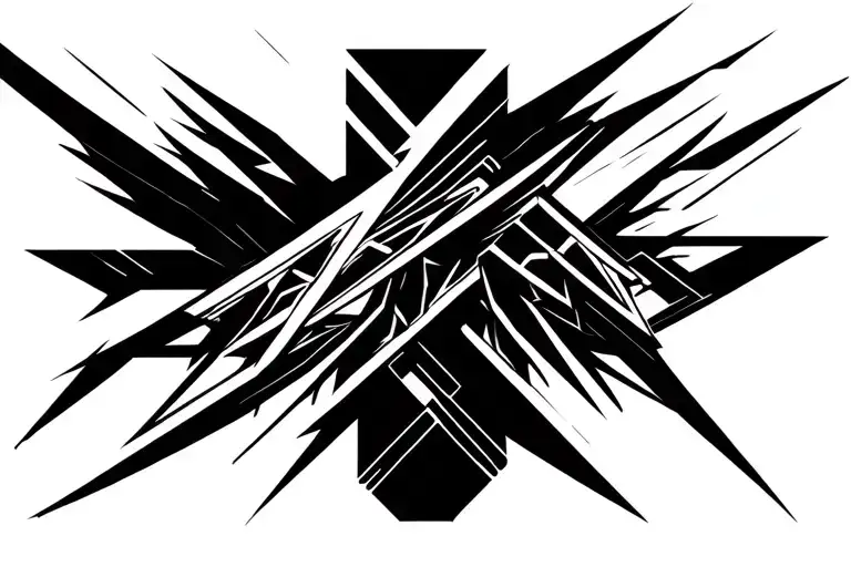 cyber sigilism front neck warrior tattoo design idea