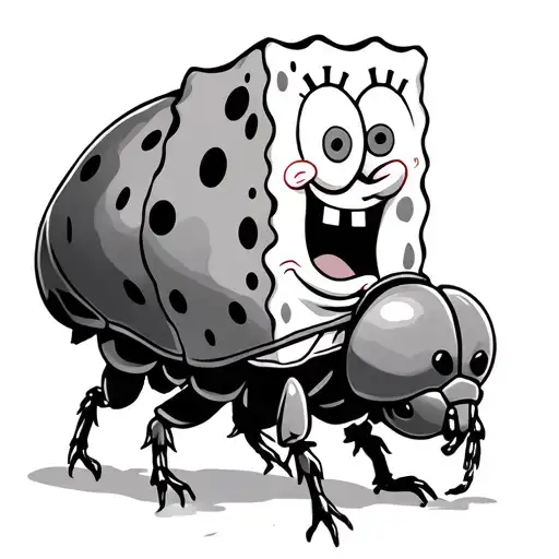 SpongeBob riding a dung beetle tattoo design idea