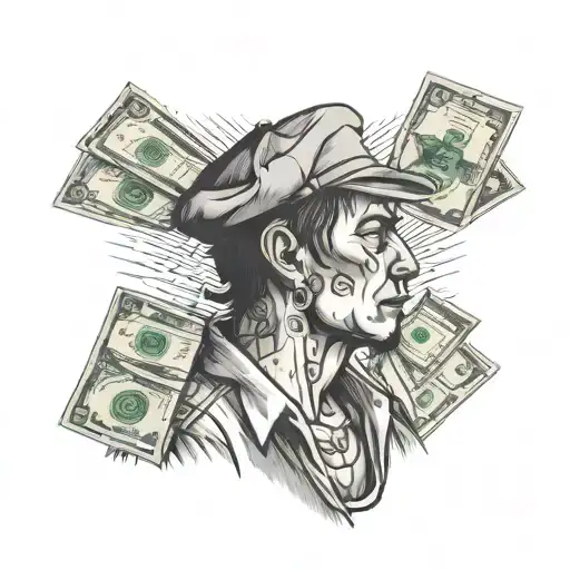 Humble hustler counting money tattoo design idea