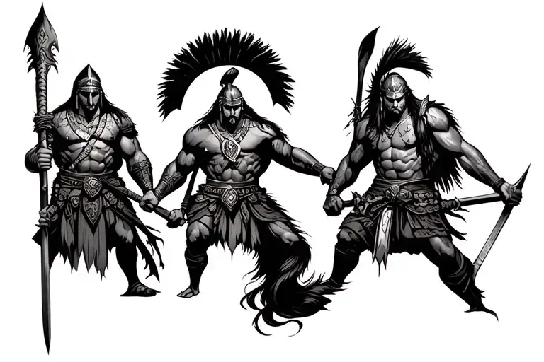 Viking, Spartan, Indian and Samurai Warrior tattoo design idea