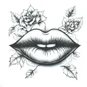 closed lips with a subtle sideways keyhole between them. The keyhole should be minimalistic and blend naturally tattoo design idea