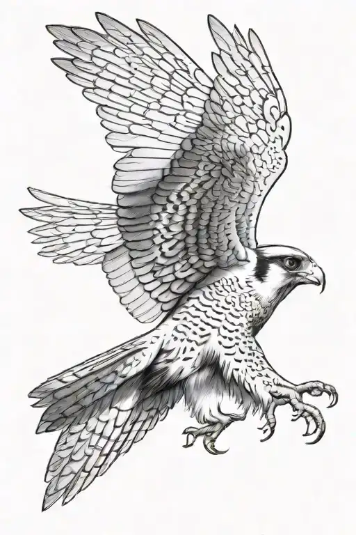 Peregrine Falcon flying tattoo design idea