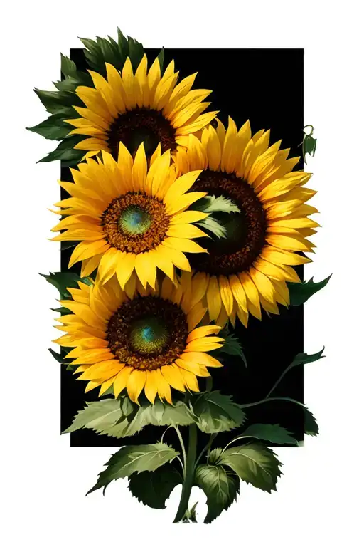 silkie  with sunflowers  tattoo design idea